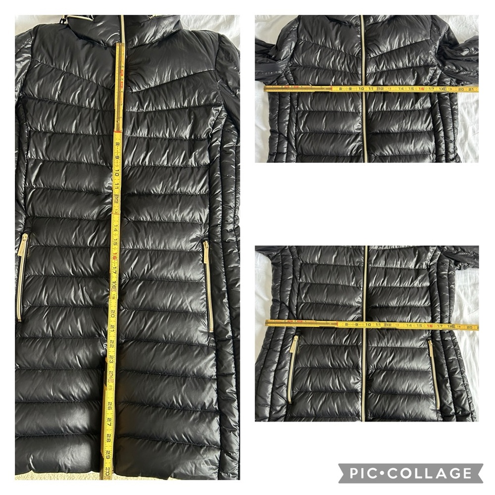 BEAUTIFUL & SOFT! Michael Kors Black Packable Hooded Down Jacket S gold hardware - Picture 11 of 11